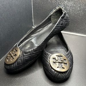 Tory Burch Quilted Minnie Reva Nappa Ballet Flats Black